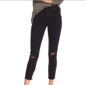 Levi’s wedgie skinny distressed raw hem button fly black jeans